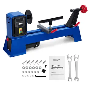 14"×20" Tabletop Wood Turning Lathe, 0.5HP Stepless Variable Speed 890–2600 RPM, Woodworking Lathe Outfit with 3 Turning Chisels & Spanner for Wood Craft Projects