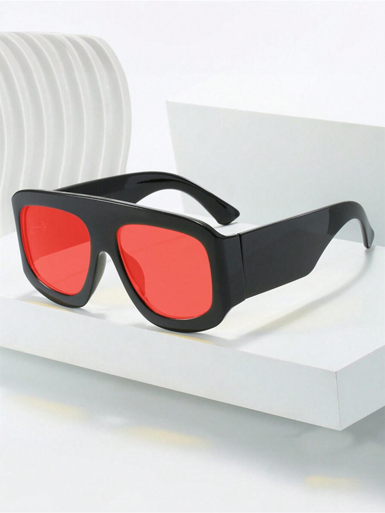 Unisex Oversized Square Thick Frame, Trendy Modern Casual Sunglasses for Everyday Use, Trendy Styling Sunglasses, Fashion Accessories for Outdoor Activities, Summer Trendy Sunglasses