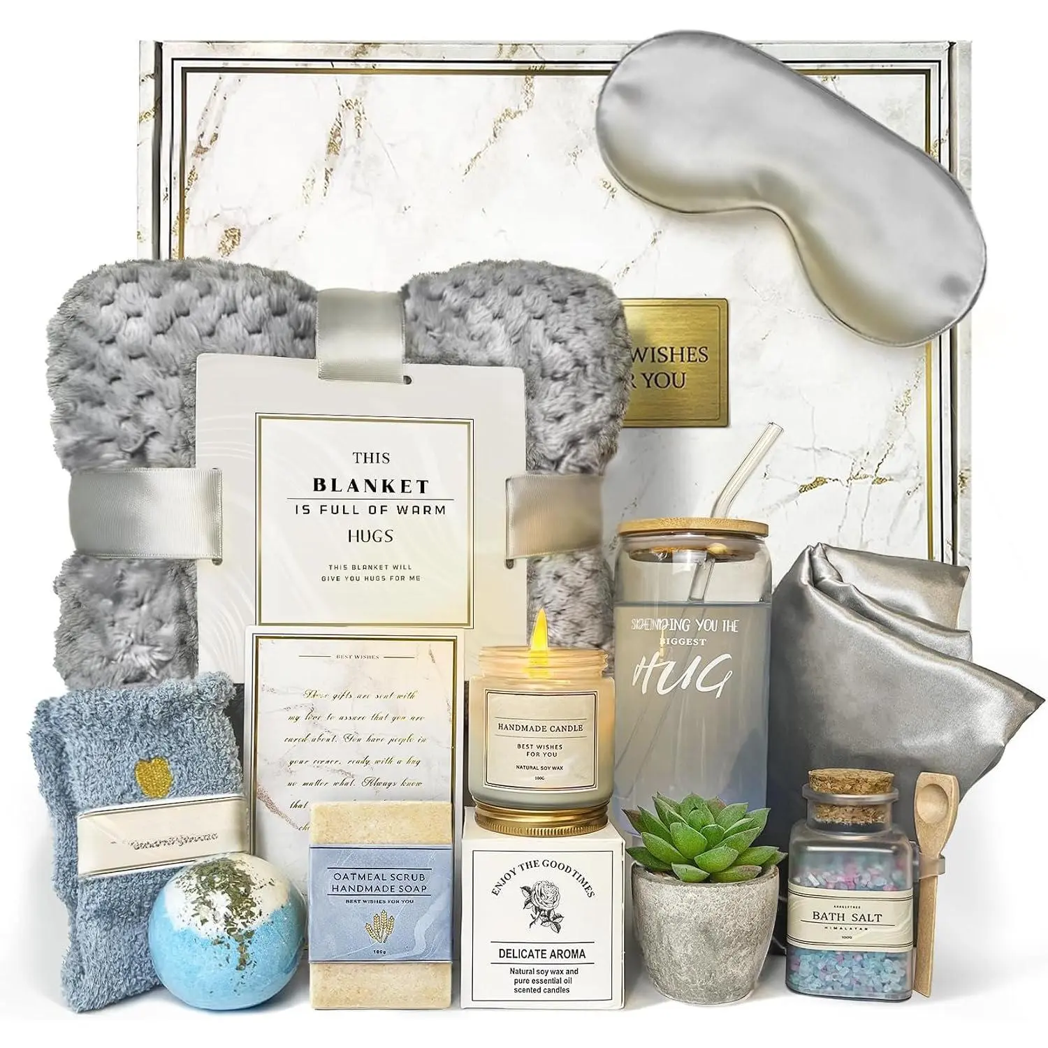 Get Well Soon  Baskets For Women,Birthday,Mother's , 12 count Sympathy Gifts, Care Package,Get Well Gifts for Women After ,Grief,Condolences  Basket (grayish)