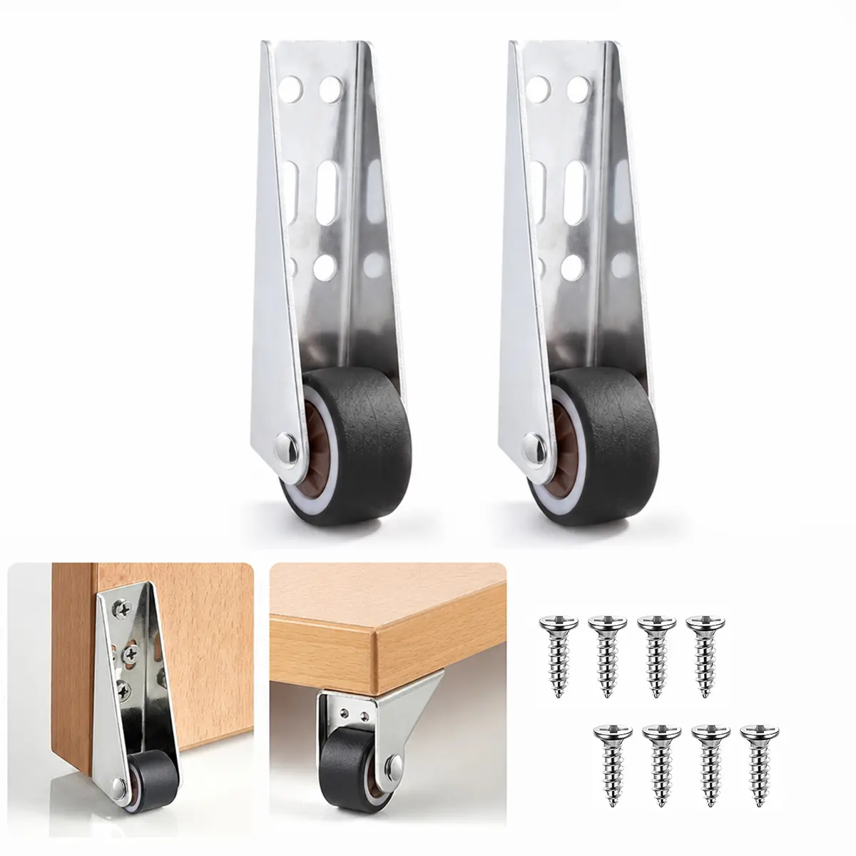 Door Pendant Pulley Roller, Thermoplastic Rubber Bearing Wheel with Screws, Anti-Sag Gate Support for Wooden Fence, Courtyard & Barn Doors | Silent Smooth Glide, Weather-Resistant, 90g (1 Pair / 2 Wheels + 8 Screws)