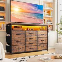 Brown-10 Drawer-with LED Lights & Power Outlet