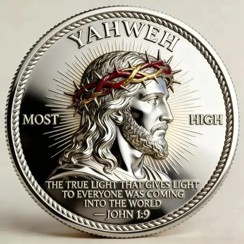 Life Light Faith Memorial Coin, Dual-Sided Collection, Hebrew Scripture Design, Christmas Gift, Unique Religious Keepsake