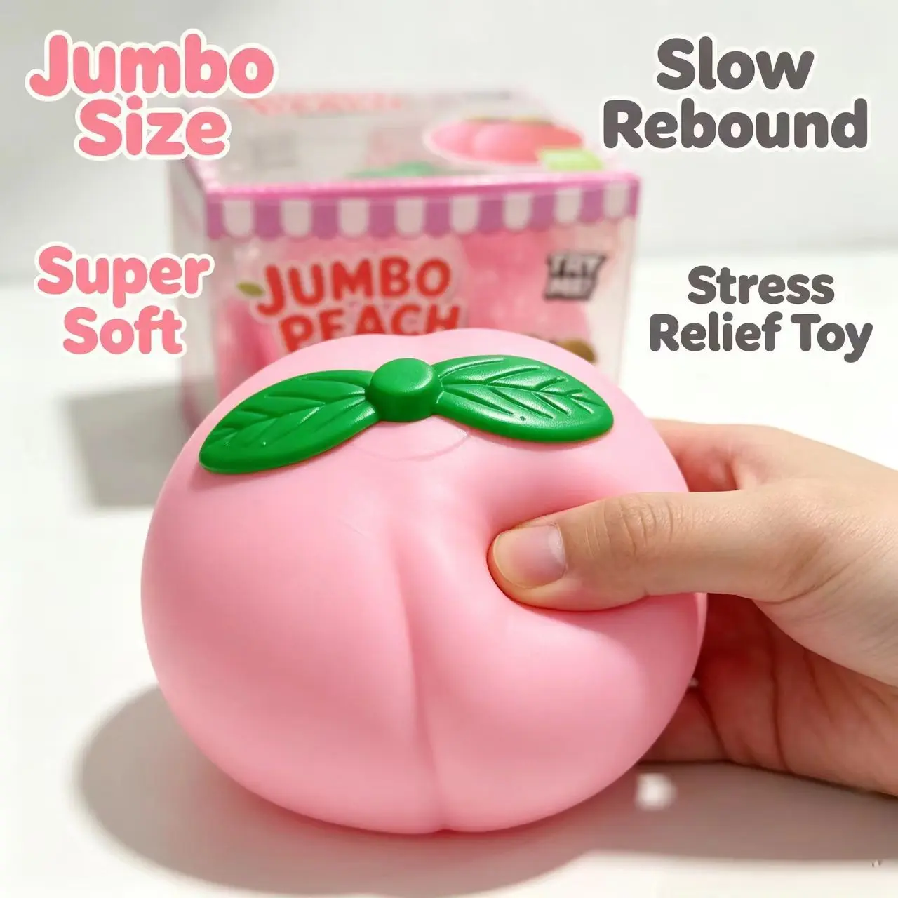 New Large Peach Fruit Stress Relief Toy, Soft Pressable Slow Return Quick Return, Alleviates Learning or Work Pressure, Relaxing Compression Toy