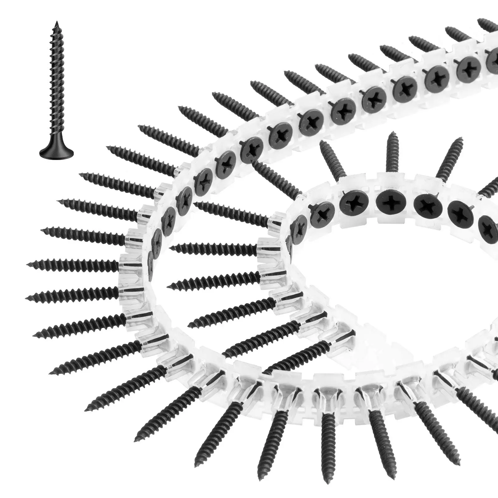 VEVOR Collated Strip Drywall Screws, #6 x 1-1/4 inch High-Hardness Alloy Steel Self-Drilling Anti-Rust Screws, Wood-Compatible for Home DIY, Industrial Construction, Mechanical Setups (1000 pcs/Box) x25031901