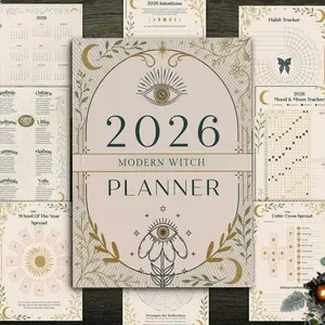2026 Modern Witch Planner, Annual Hand Account Book, Stylish Design, Perfect for Organizing Your Yearly Activities, Ideal Gift for Enthusiasts