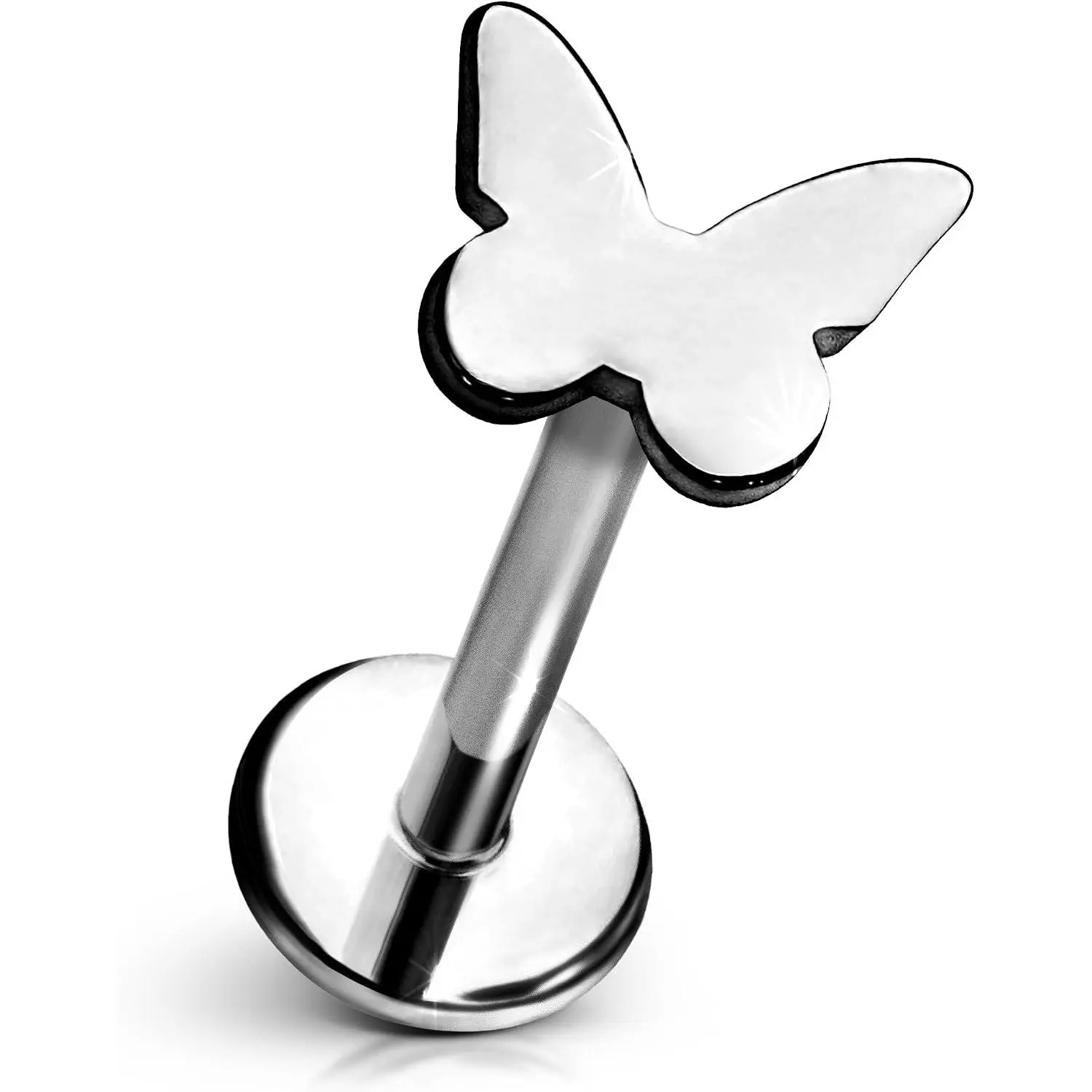 Butterfly Flat  Stud – ASTM-F136 Implant Grade Titanium - Push Pin Design for  Ears (Single Earring)
