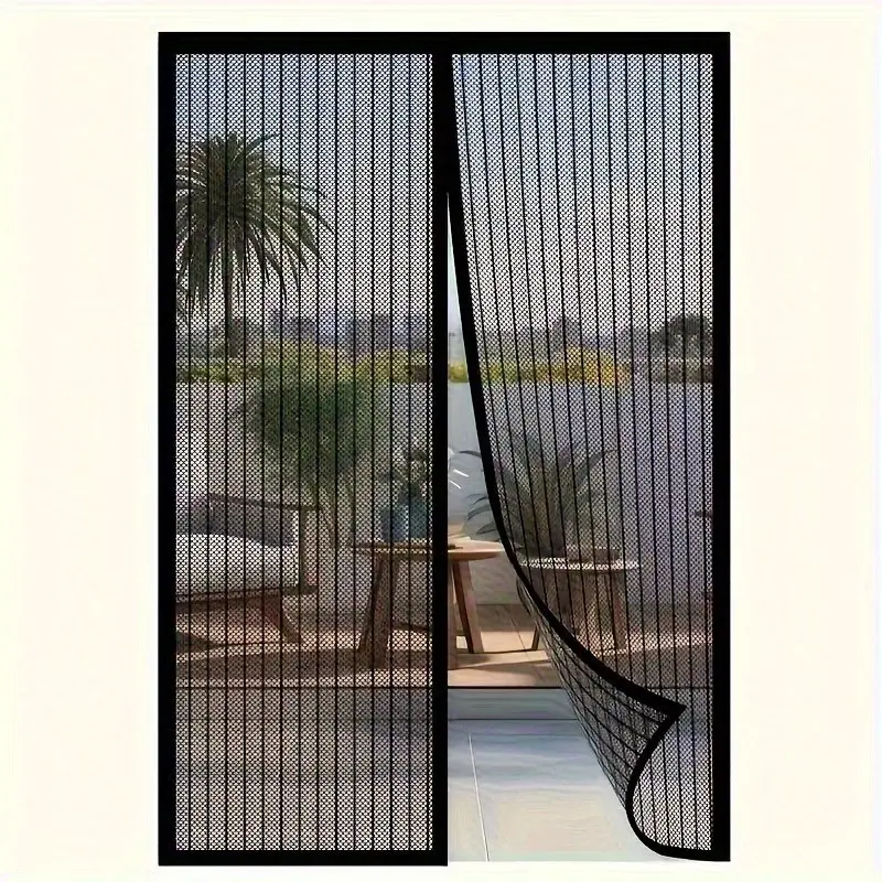 1pc Magnetic Curtain Door, No Manual Operation, Fabric, Frame Hooks, Pet Friendly, Ideal for Kitchen, Balcony, Bedroom, Door Mounted, Magnetic Closure Door