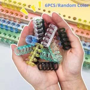  6pcs 5-Hole Detachable Binder Rings, Plastic Loose Leaf Binding Strips, DIY Notebook Accessories for Office & School Use