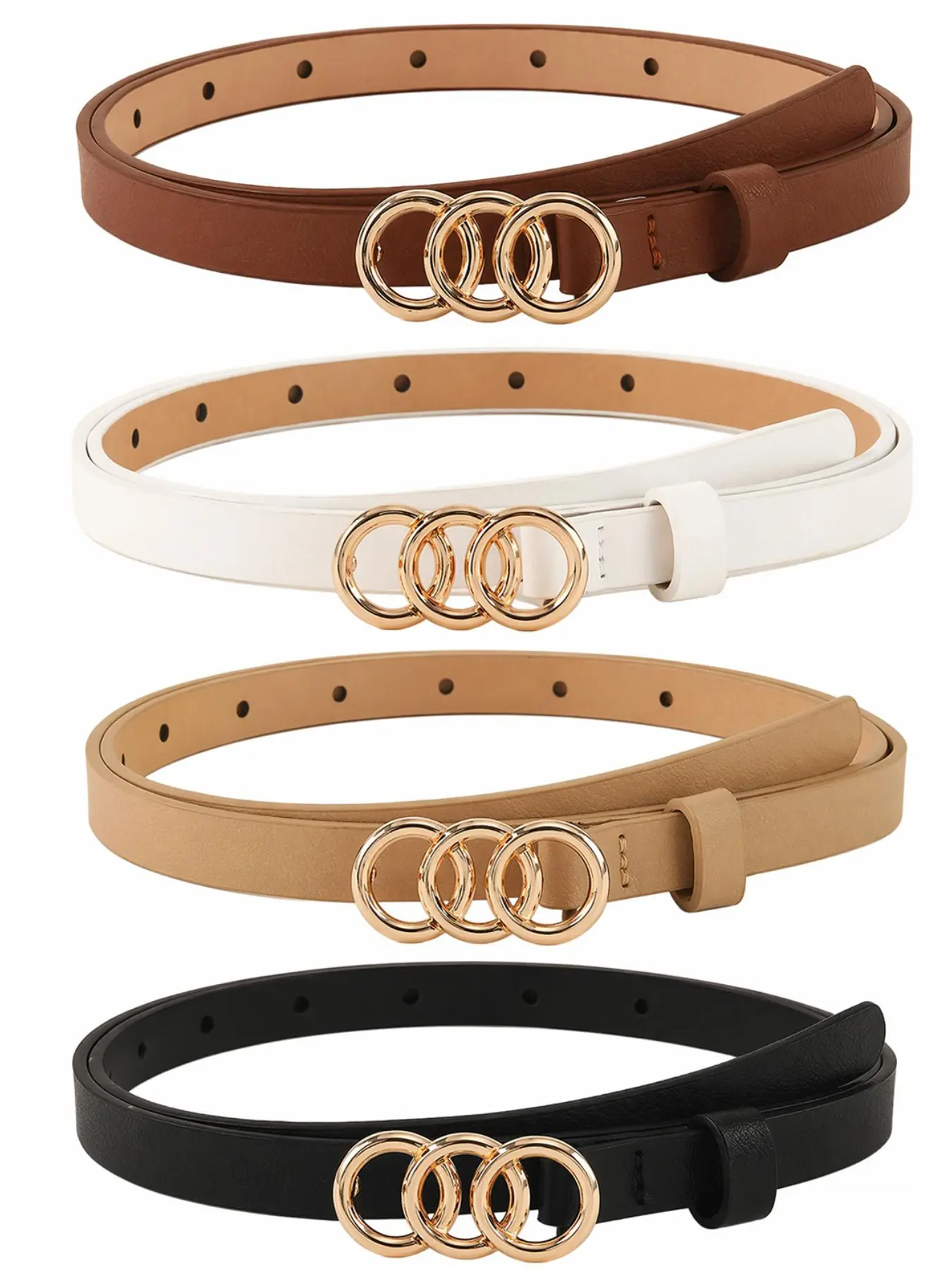One Belt, 100+ Outfits? This 3-Ring PU Leather Belt Is The Minimalist Piece Your Wardrobe Is Missing! Perfect For Jeans, Dresses & Blazers – 4 Colors Available! Premium Belts