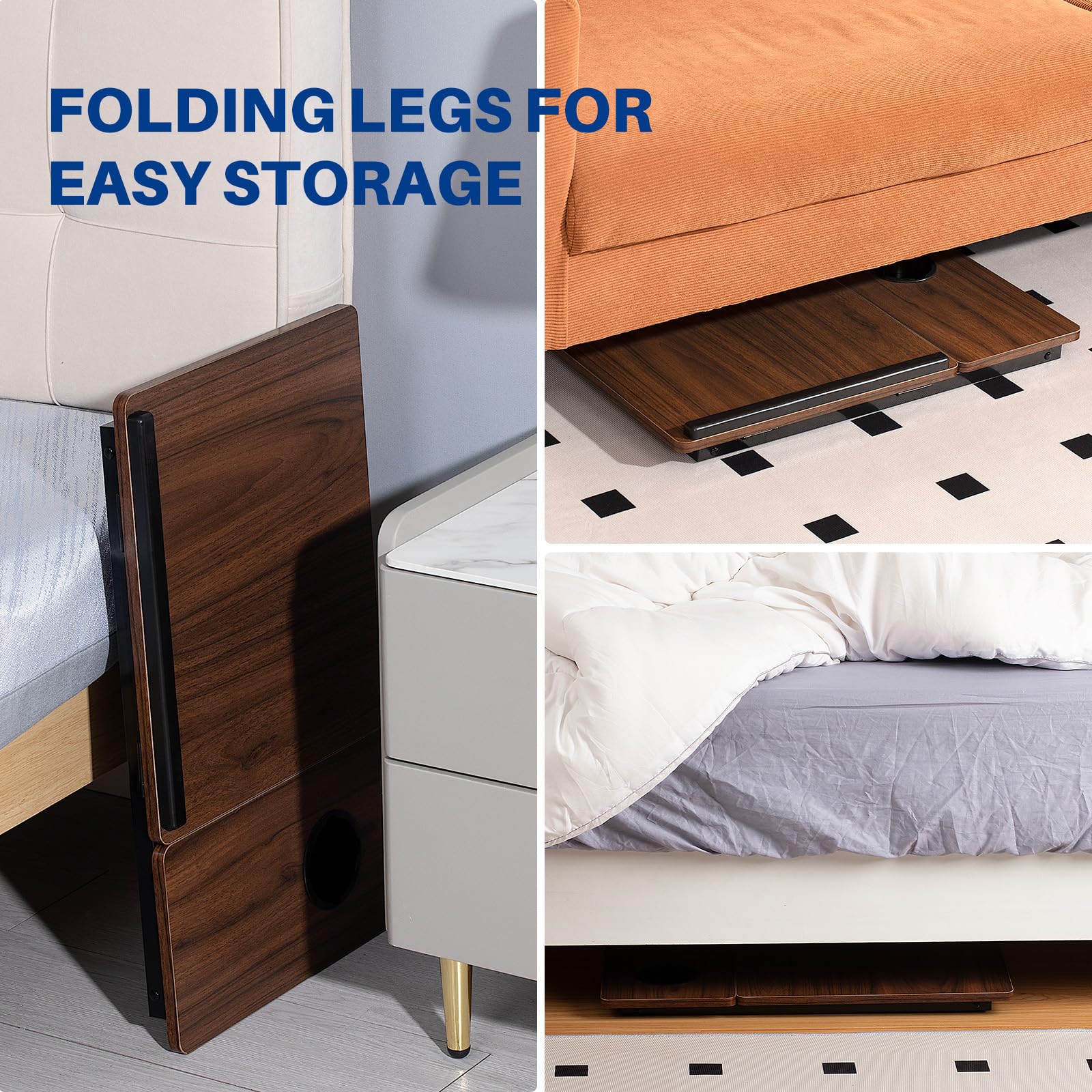 Foldable Adjustable Lap Desk Stand, Portable Bed Table Laptop Desk Breakfast Tray for Eating, Reading, Working in Bed & Sofa  bed  multifunctional  tray table