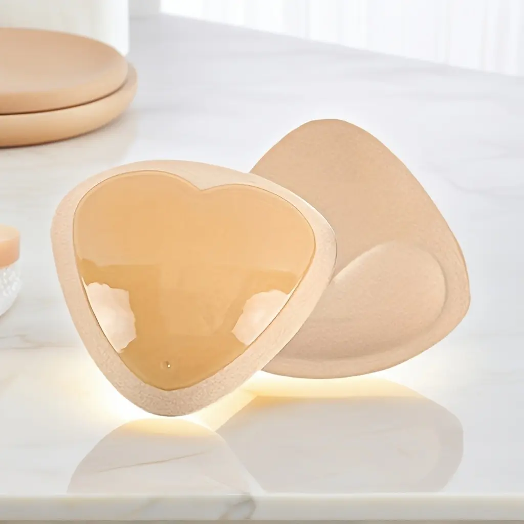 Invisible Heart-Shaped Chest Pads, Thick Sponge Swimwear Pads, Self-Adhesive, Hand Washable, Transparent, Enhances Lift and Fit, Accessories