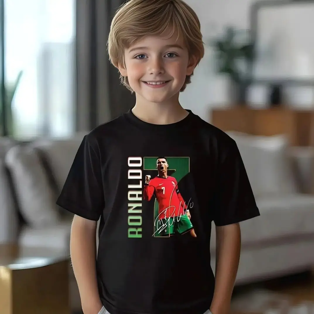 Trending Soccer Star Fan Kids T-Shirt Soft Cotton Short Sleeve Graphic Tee Unisex Casual Summer Shirt Comfortable Top for Boys Girls Toddler Children Birthday Gift