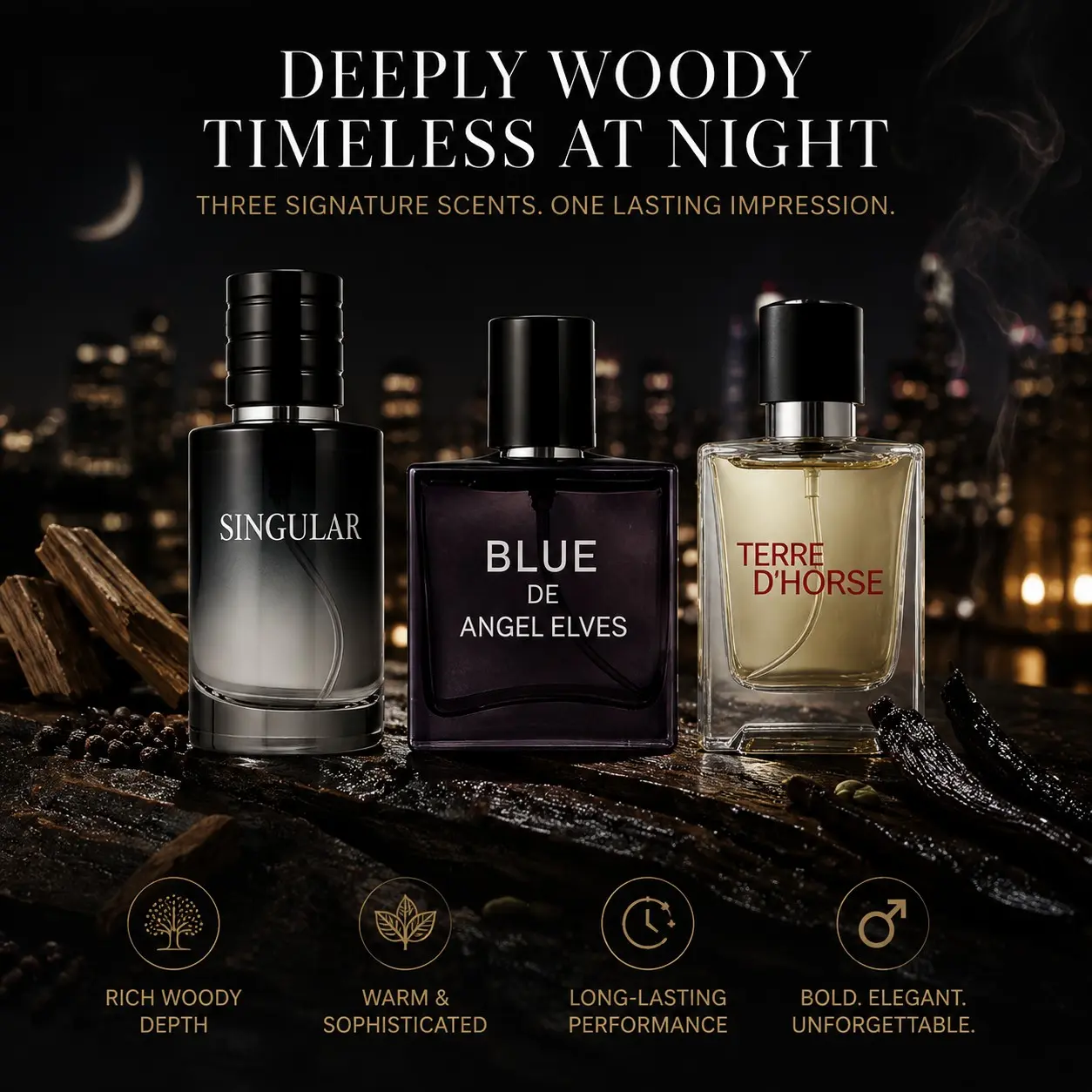 Luxurious Wooden Scented Perfume Set, Long-Lasting Fresh Fragrance, Ideal Gift for Family & Friends, Perfect for Daily Use & Social Events