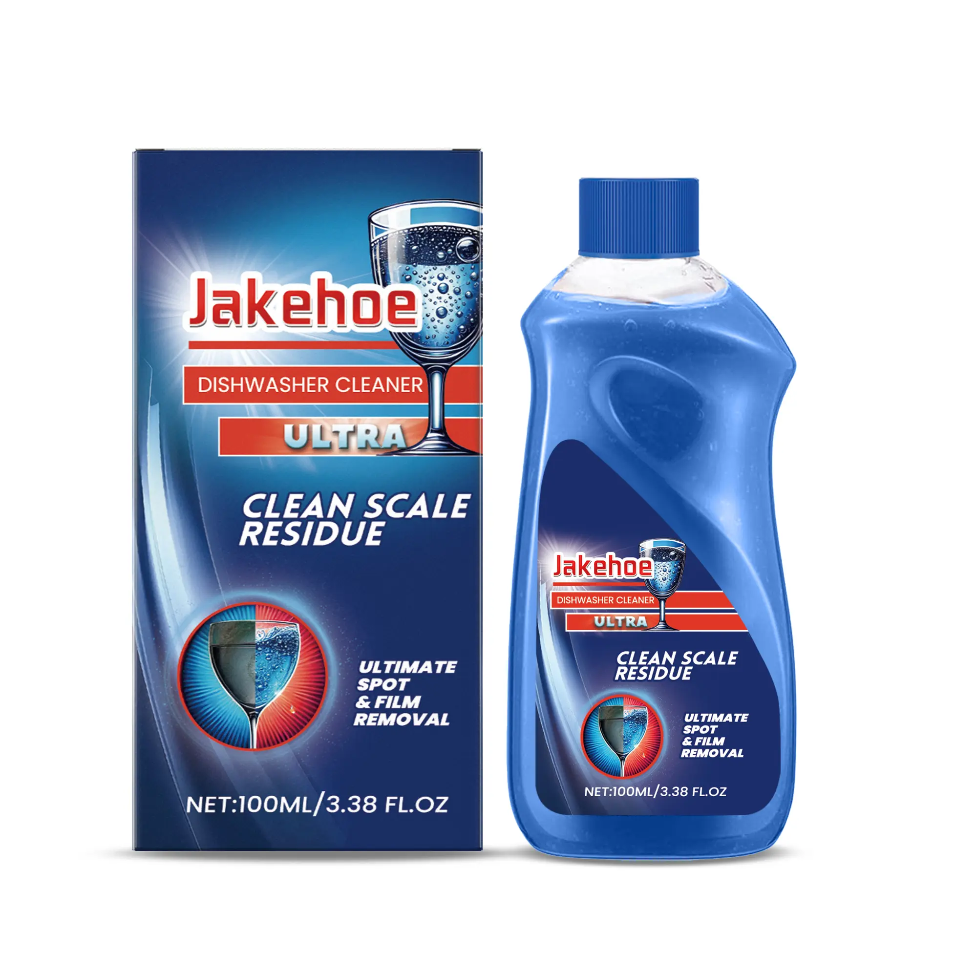Jakehoe 100ml Dishwasher Cleaner with Protease Blend - Kitchen Care Cleaning Solution, Stain Remover for Household Dishwashers (Removes Grease and Dirt)
