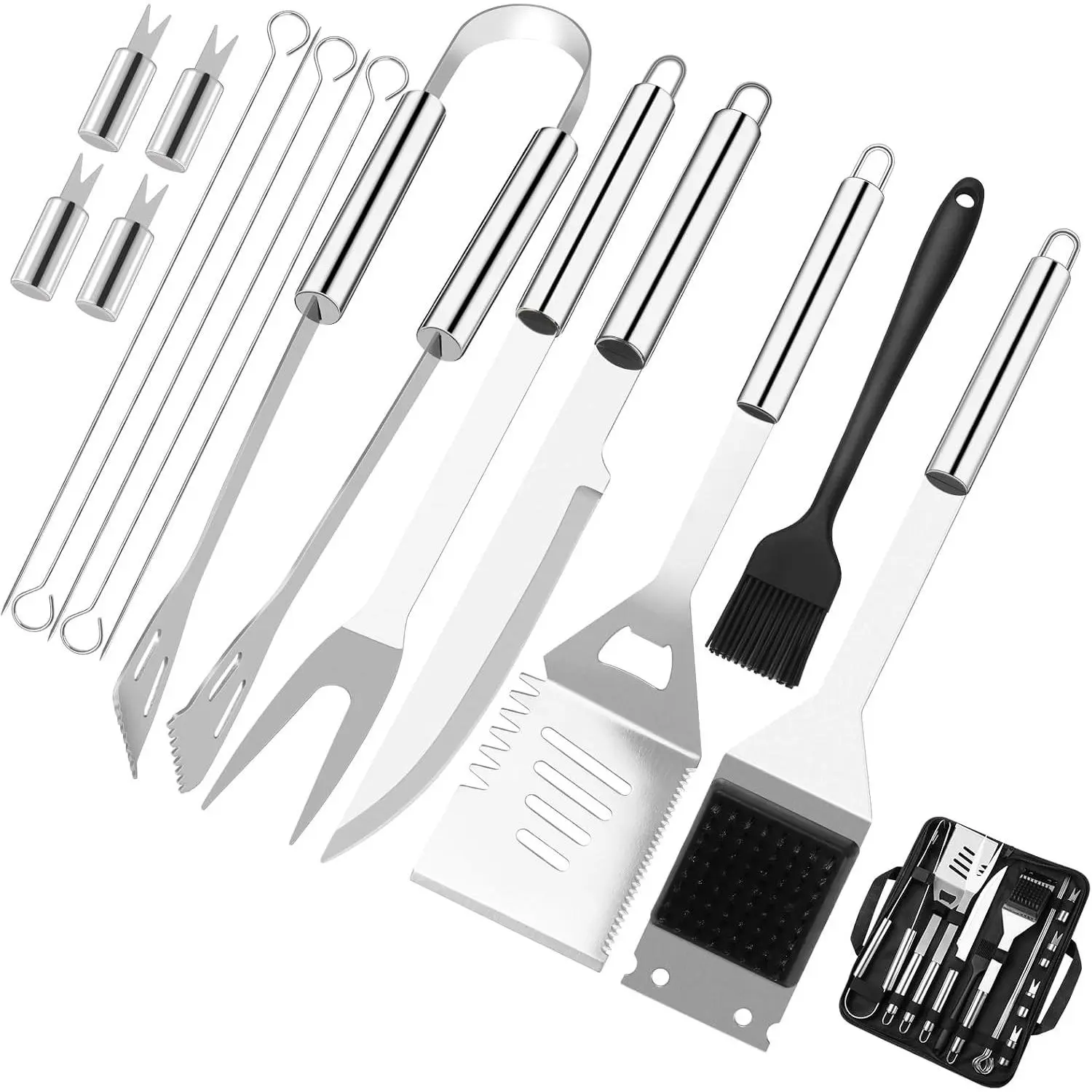 Grilling Accessories, BBQ Accessories, 15Pcs Grill Set, Grill Tools, Grill Accessories with Carrying Bag, Stainless Steel Grill Utensils Set, Grill Kit for Outdoor Camping, Grill Gifts for Men FatherGift