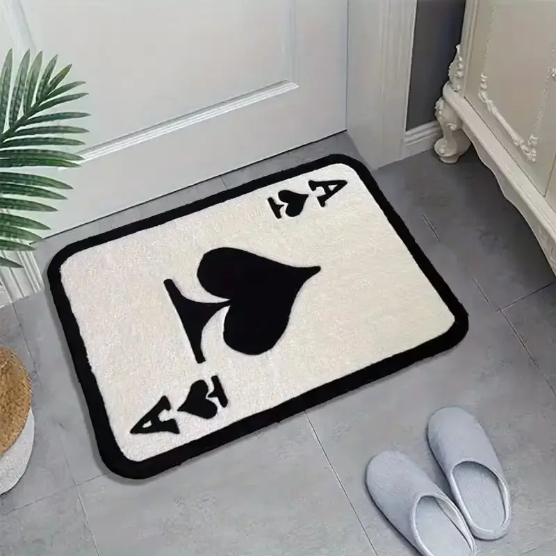 Diamond a Poker Mat Rug, Non-Slip Home Living Room Entrance Carpet, Soft Faux Wool Velvet Design, Ideal for Bedroom Sofa Bedside, Floor Mat