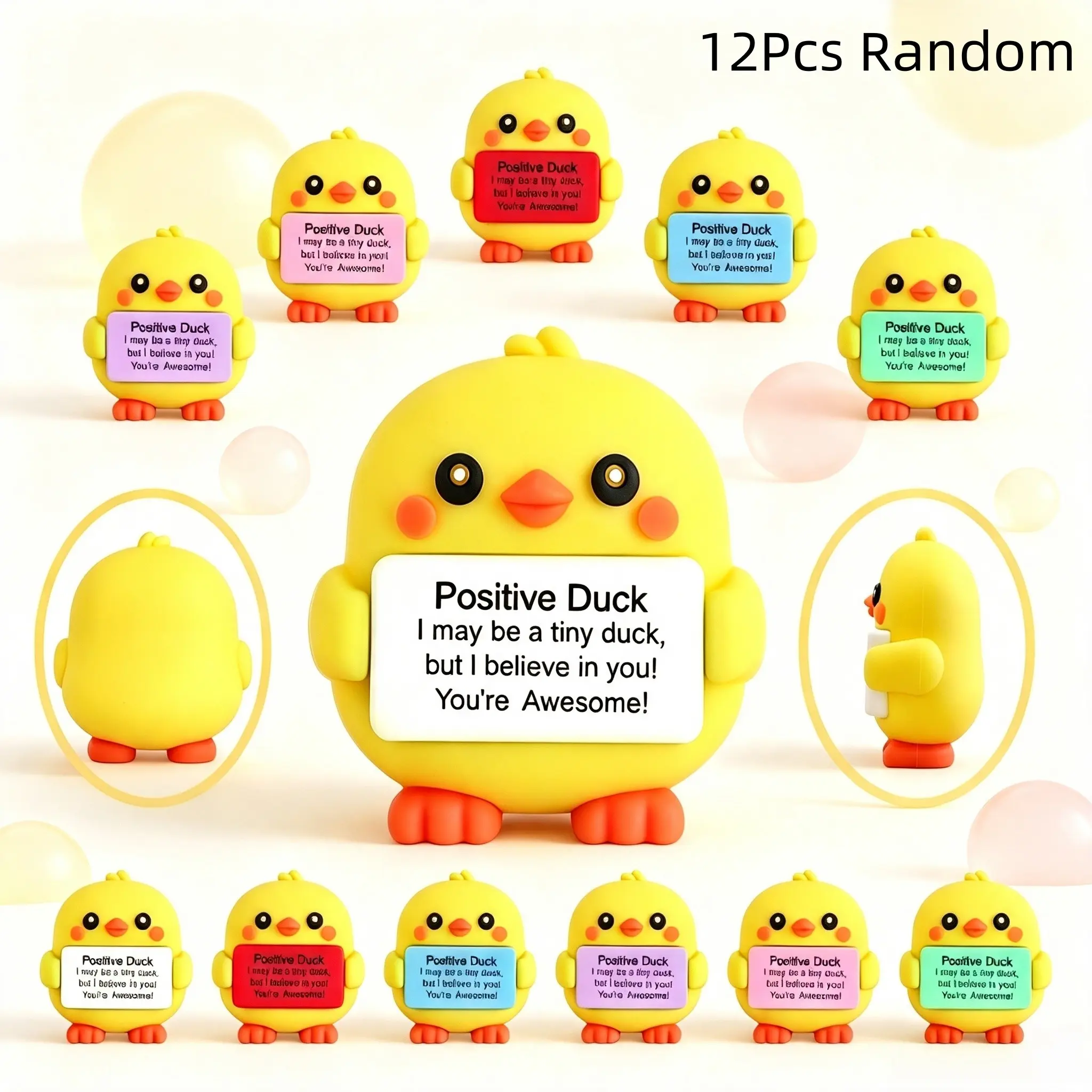 12Pcs Mini Duck Dolls, Inspirational Positive Emotional Support Gifts, Adorable Desktop Table Ornament, Holiday Decor for Halloween, Thanksgiving & Christmas, Cute Stocking Stuffers for Family Friends and Colleagues