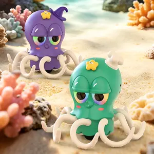 Educational electric octopus for toddlers 18M+. Glowing eyes, sensor escape & dance, sound light & recording, detachable, charging cable included, great baby gift.