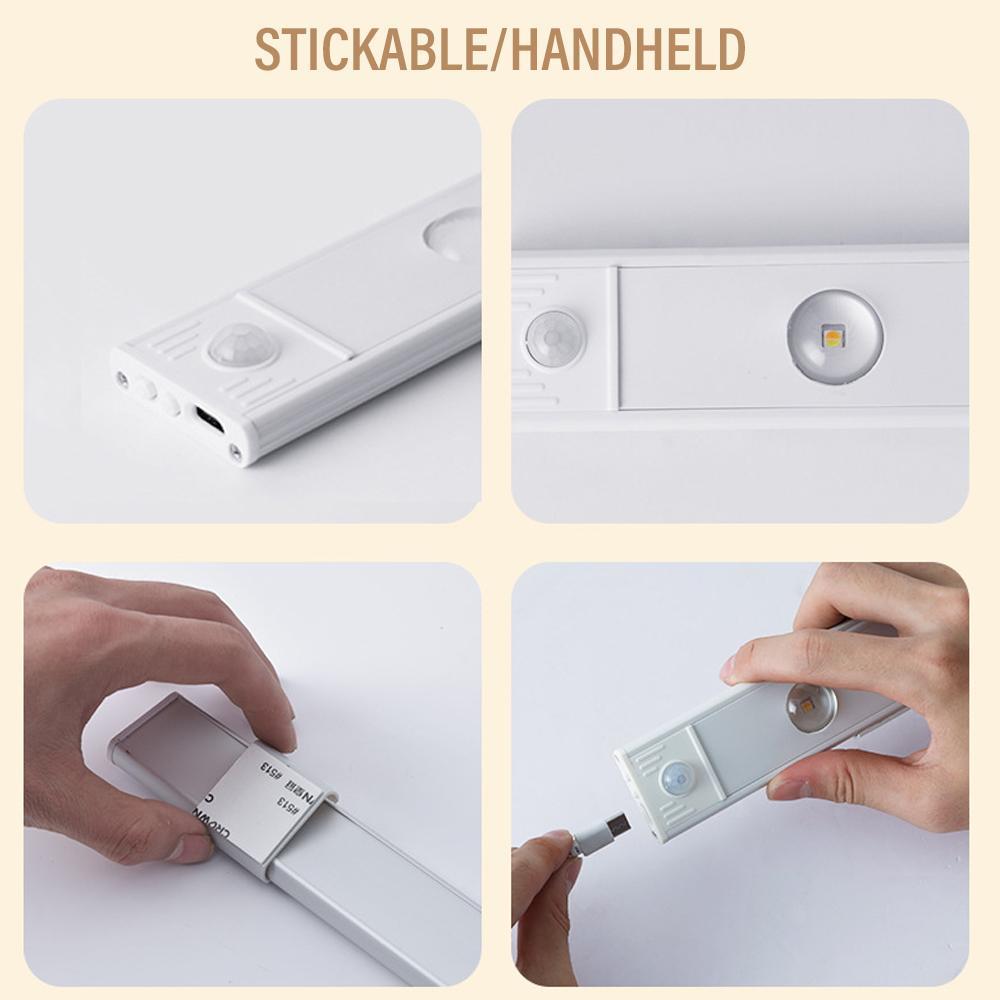 LED Under Cabinet Light with Motion Sensor, 1 Count USB Rechargeable Cat's Eye Ripple Light, Night Light with 3 Color Temperature Stepless Dimming, Motion Sensor Lamp