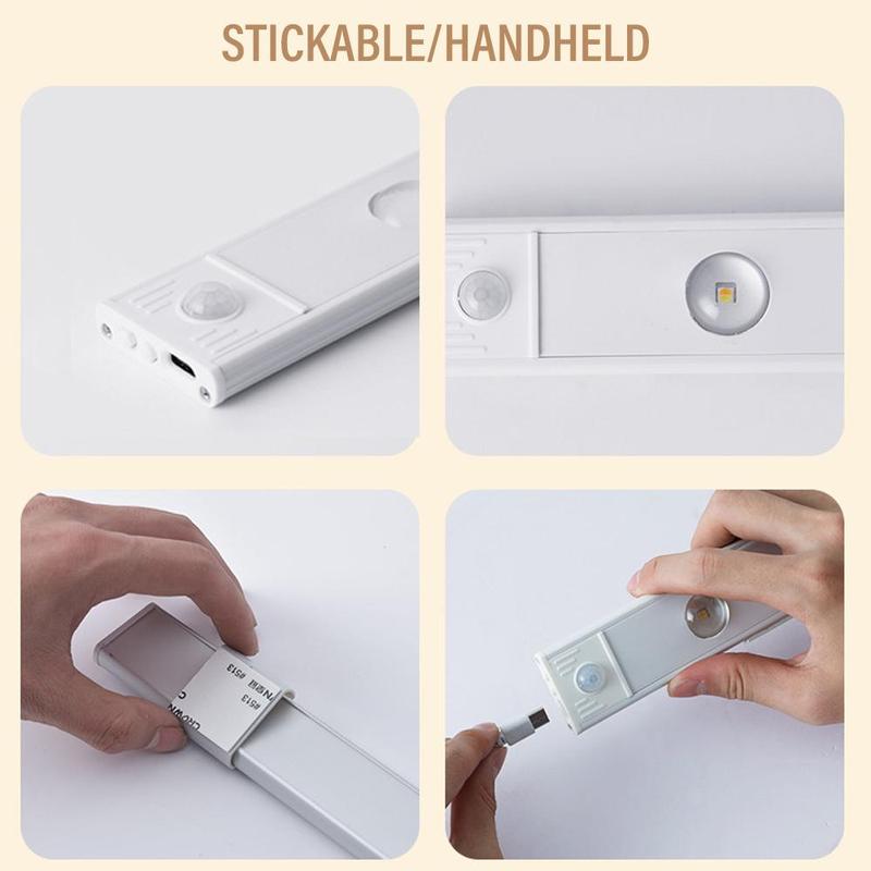 LED Under Cabinet Light with Motion Sensor Dimmable Night Light, 1 Count USB Rechargeable Cat's Eye Ripple Light, Night Light with 3 Color Temperature Stepless Dimming