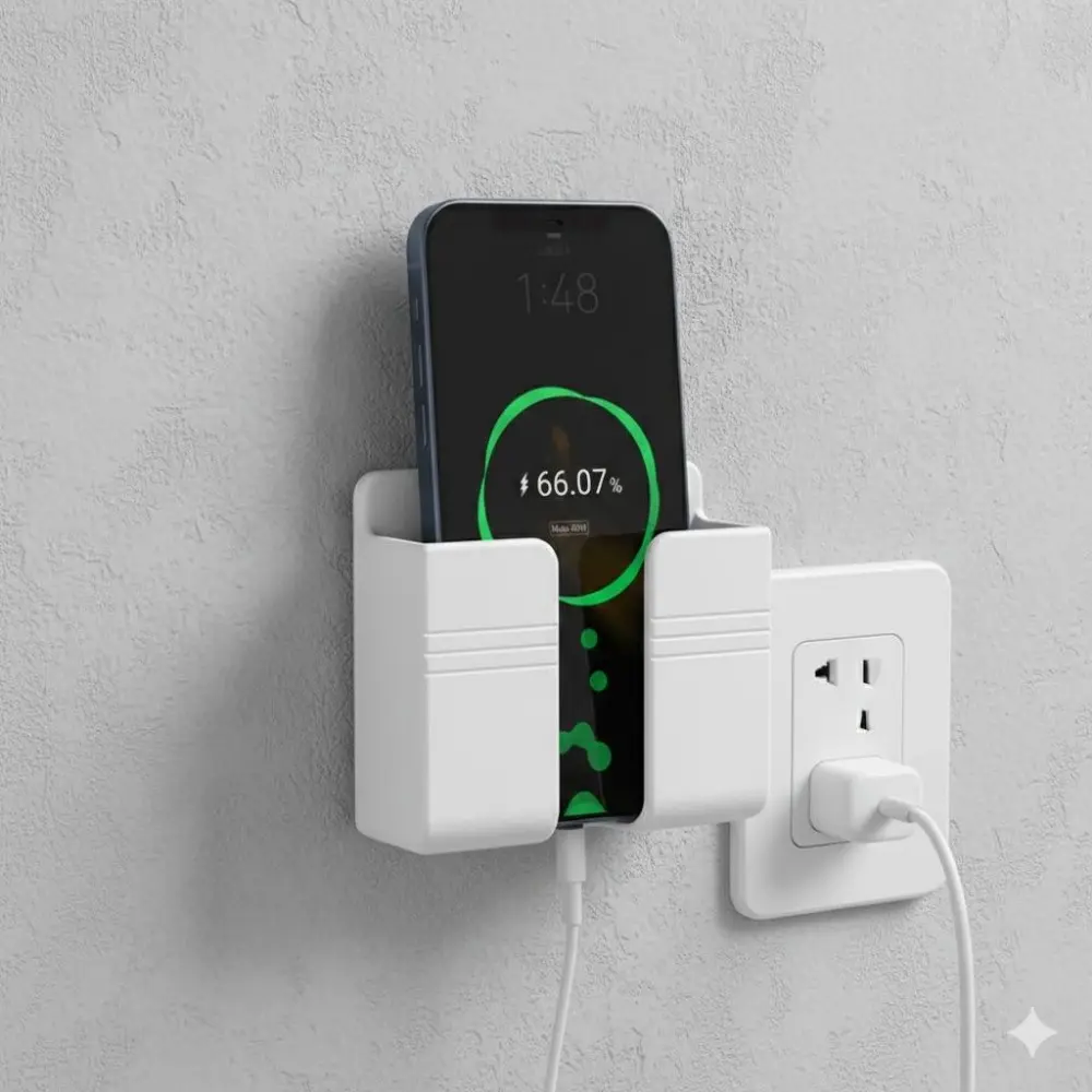 Strong Adhesive Wall Mount Organizer: Multi-Function Holder for Remote, Phone, Keys, Cables, Headphones. Space-Saving Storage Solution for Home & Office. Must-Have Wall Organization Tool.
