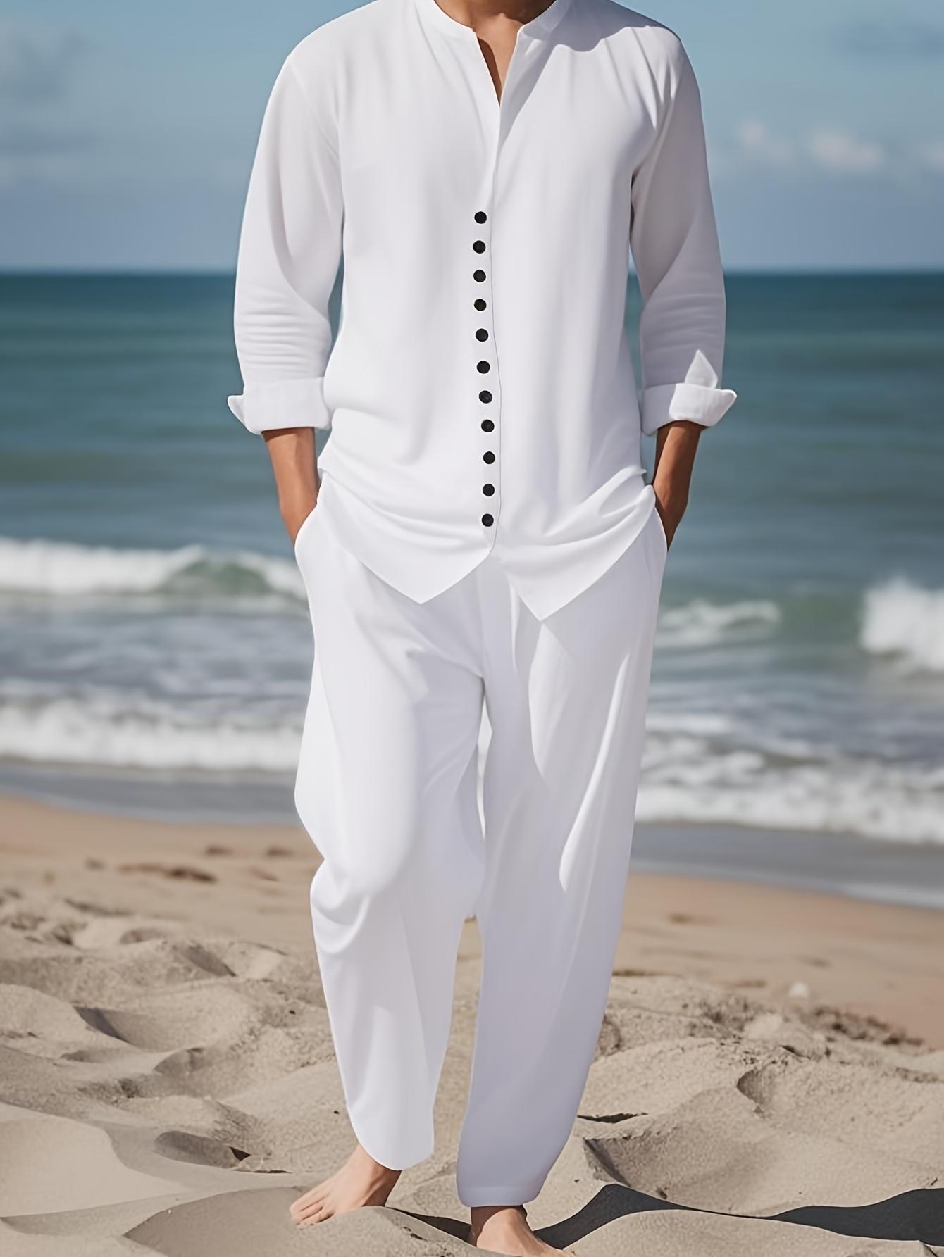 Men'S Fashion Print Suit, Casual Pure White Texture Print Pattern, Casual Party, Evening Party Daily Festival, Home, Four Seasons Stand-Up Collar Casual Suit