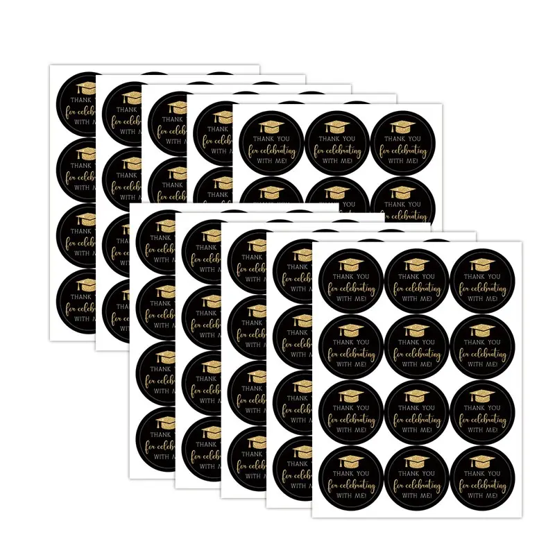 120pcs Graduation Thank You Stickers, Party Gift Tags, Birthday Candy Labels, Envelope Seals, Self-Adhesive Stickers