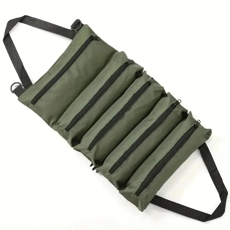 Foldable Tool Storage Bag Multiple Compartments Design with Adjustable Shoulder Strap for Auto Repair Electrician Hardware Tools