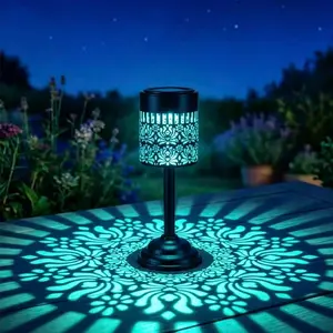 Solar Peony Projection Lantern Lights, Hollow Vintage Decor Lamp, Dual-Use as Table Lamp & Wall Sconce for Desktop, Lawn, Patio, Ideal Garden Gift for Mom & Ladies