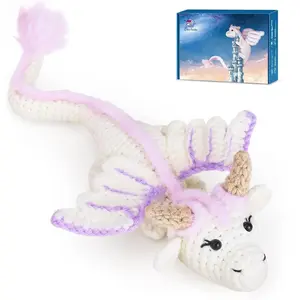 Crochet Kit for Beginners, Beginner Crochet Kit for Adults with Step-by-Step Video Tutorials, DIY Crochet Animal Kits Knitting Supplies, Purple Dragon (40%+ Yarn)