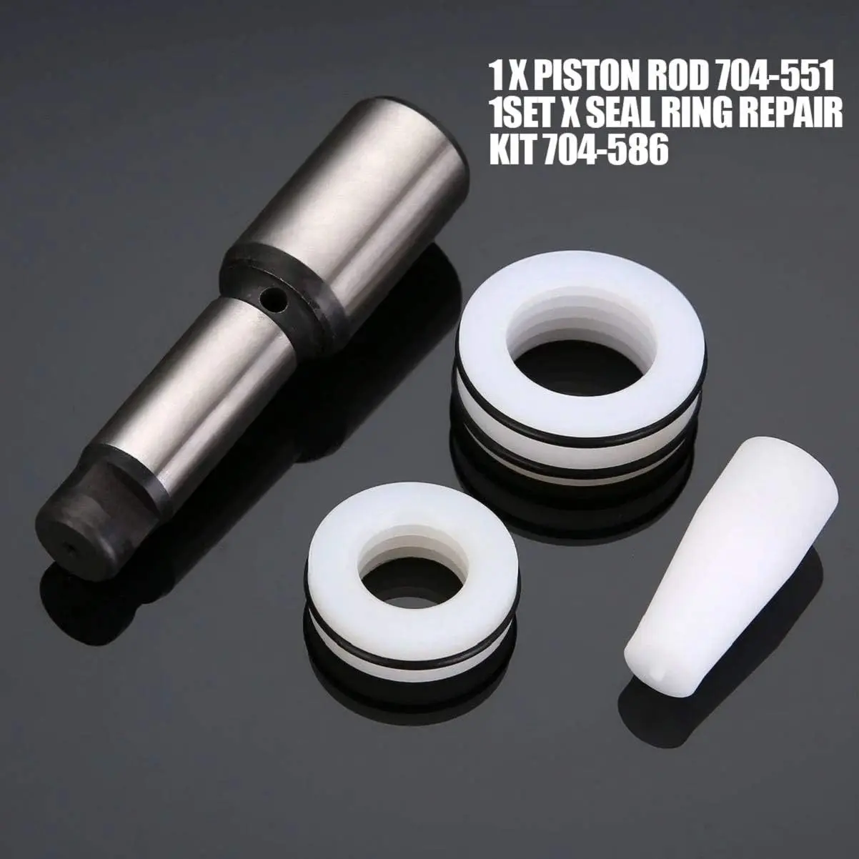 Metal Piston Pump Repair Kit with Piston Rod, Ball, Retainer, Seal Rings & Part Nos. 704-586, 704-551 for Titan Impact 440, 540, 640 Sprayers