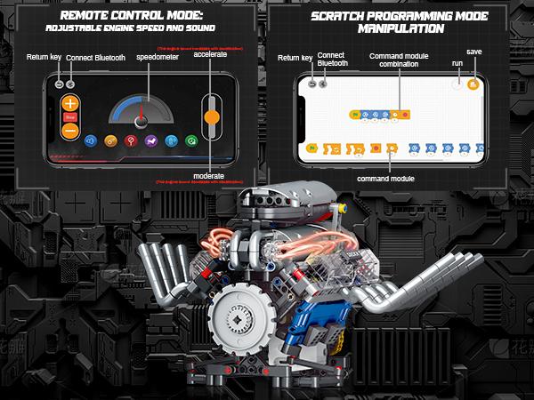 V8 Engine Model Kit That Works, APP Controlled Mini V8 Engine Building Block Set for Adults, Physical Science Experiment Toy with Rechargeable Motor, STEM Project for Kids & Teens (665 PCS)