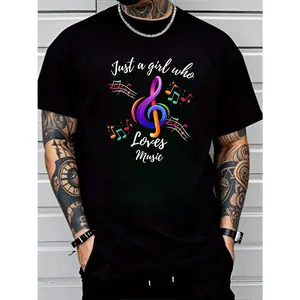 Just a Girl Who Loves Music Musical Note for Music Lovers TShirt Same Style for Men and Women 2026 Summer Short-sleeved Printed T-shirttrendy t-shirts, graphic tees, graphic tees for men, graphic tees women