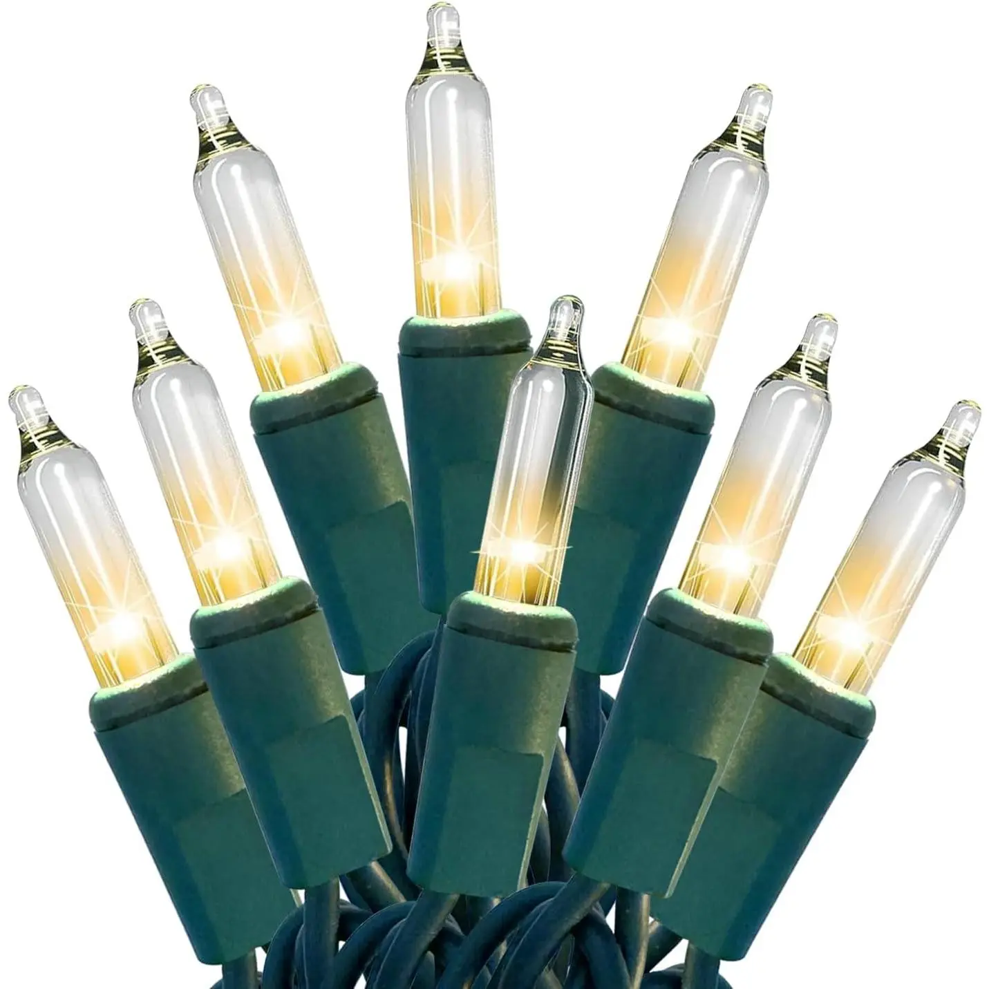Christmas Lights 100 Count Clear Christmas Tree Lights String with Green Wire for Outdoor Indoor Christmas Decorations Wedding Decorations Valentines Day Decor,UL Certified (21feet)