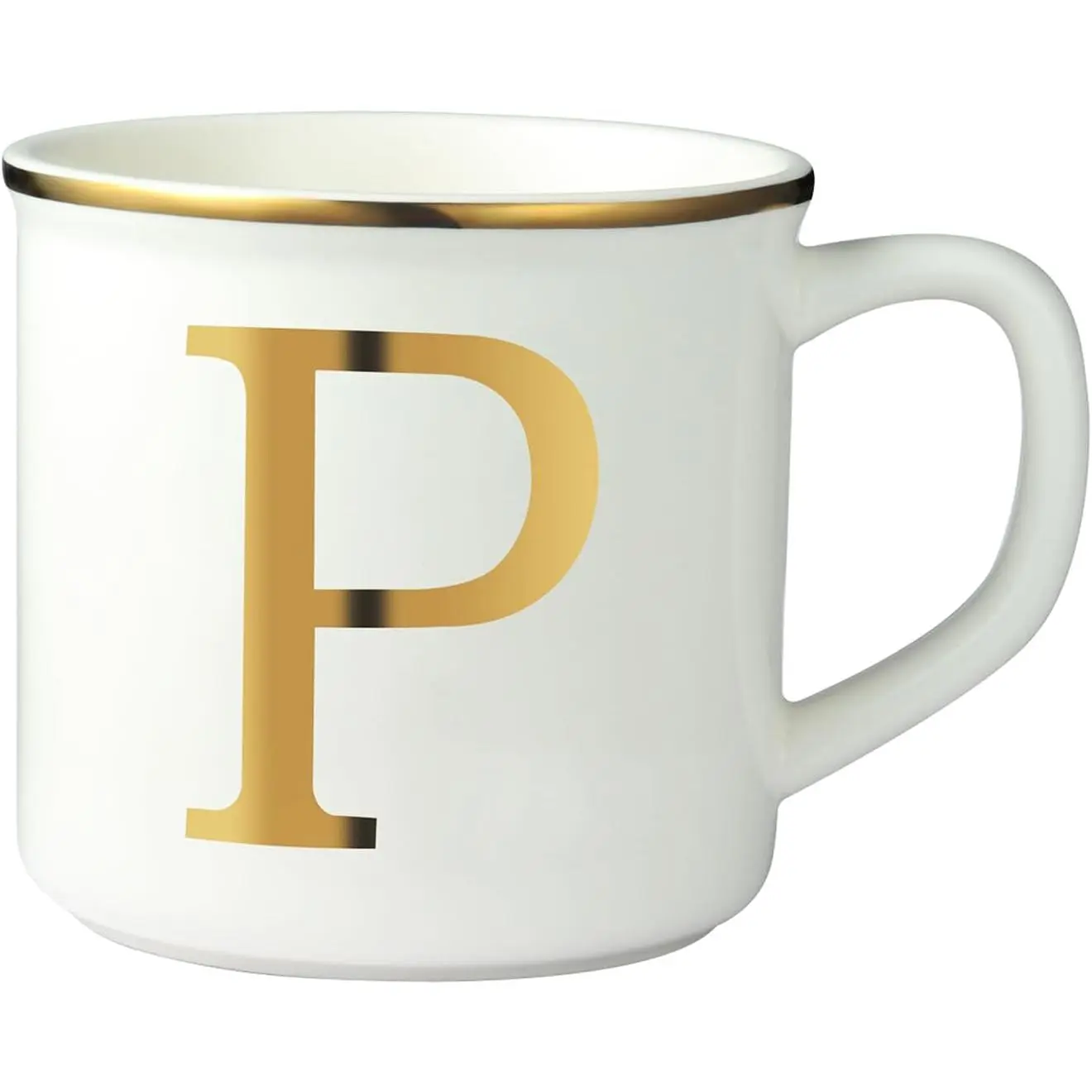 Ceramic Coffee Mug 16 oz, Monogram Coffee Cup, Golden Initial  Mug, Personalized  Cup,  , Large Mug for , Office, Letter P