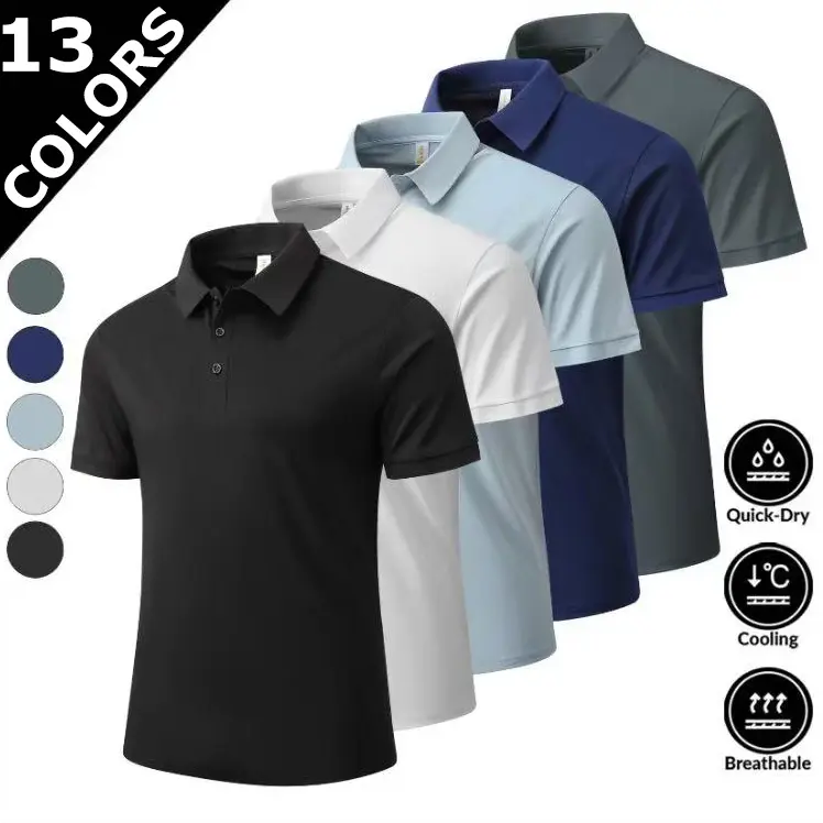 Men's Classic Polo Shirt in a Breathable, Sweat-Absorbing Fabric, Tailored Fit for Golf, Office & Weekend Wear, Breathable Polo Shirts, Sweat-Absorbing Polo Shirts