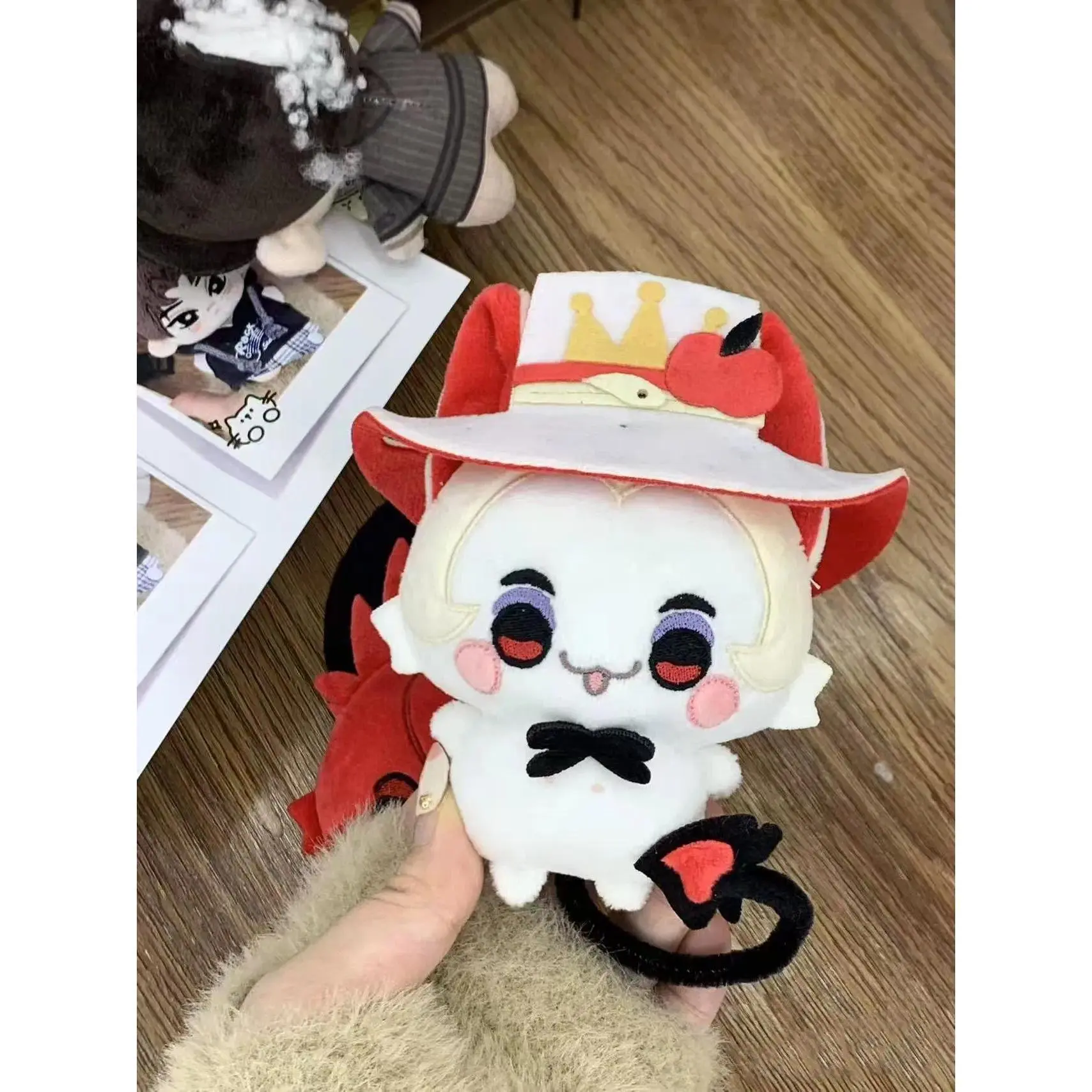 10cm Cute Anime Hazbin Hotel Lucifer Alastor Plushie Stuffed Doll Toys Lucifer Plush Pendant Keychain Doll Birthday Xmas Gifts