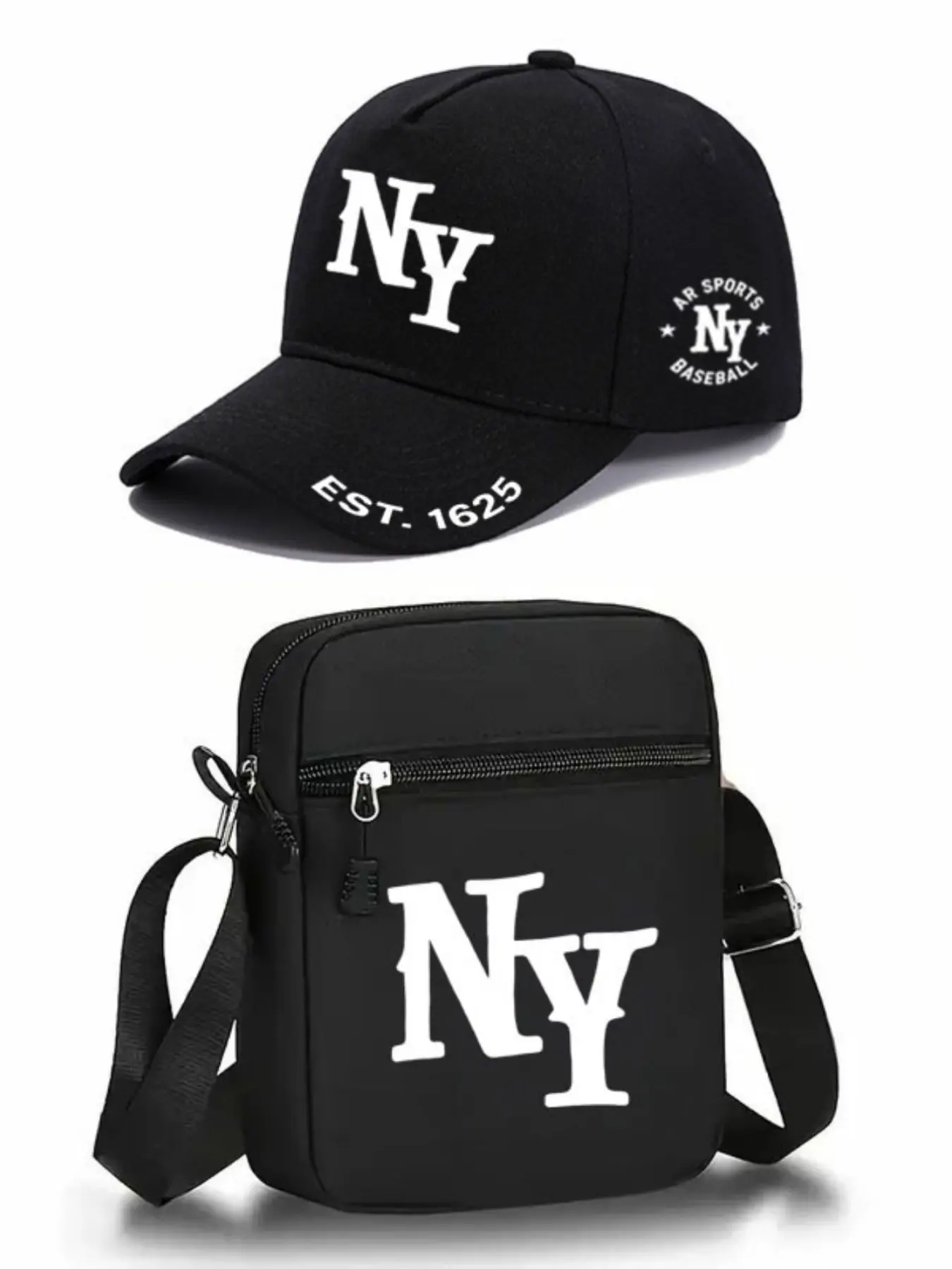 2pcs Ny City Letter Print Baseball Caps and Crossbody Bag Set, Adjustable Street Fashion Outdoor Sports Hat and Shoulder Bag, Perfect for Daily Wear and Gifts