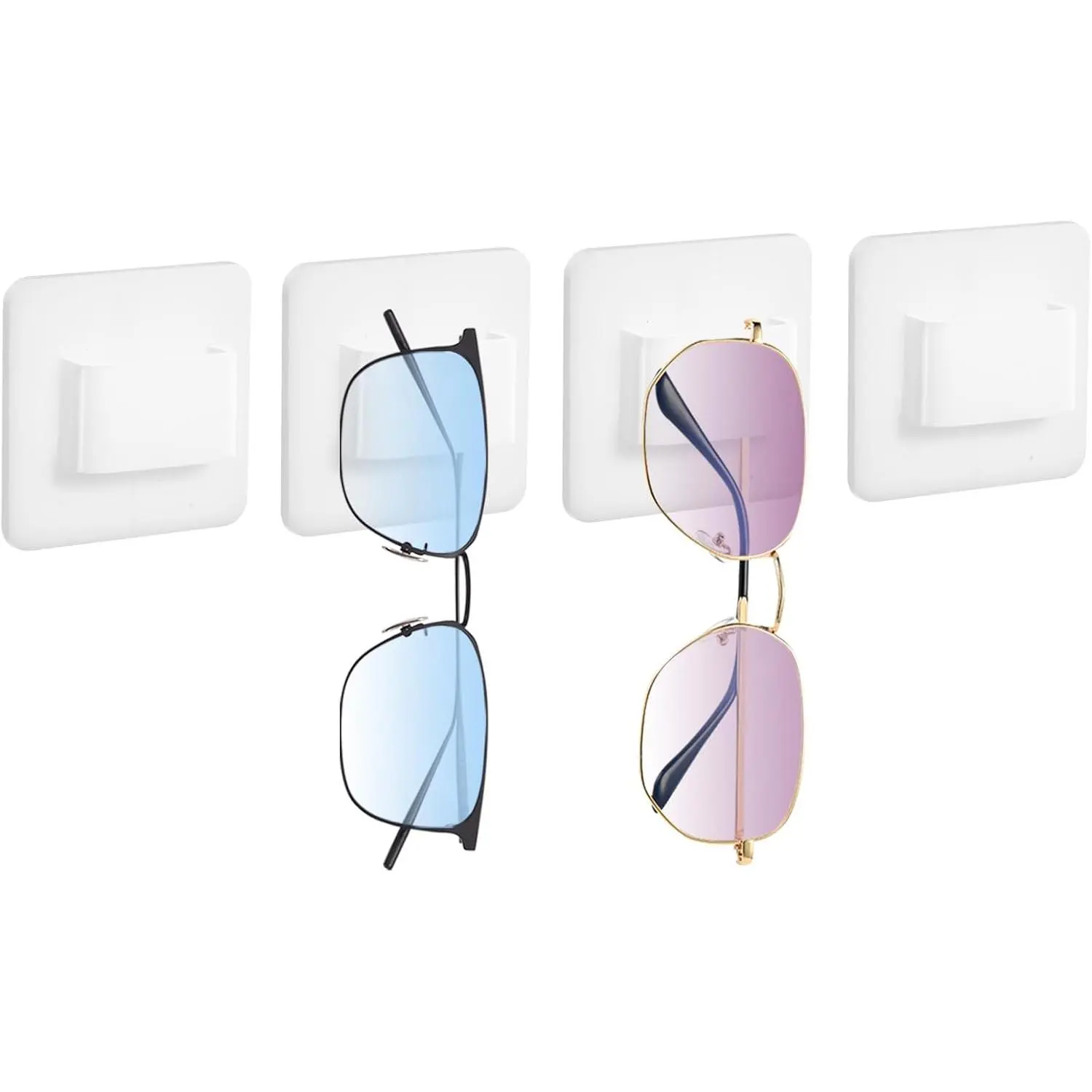 Sunglass Organizer Wall Holder,4 Pack  Multiple Glasses Display Rack, Eyeglasses  Storage for  Decor,Office -(White,Short)