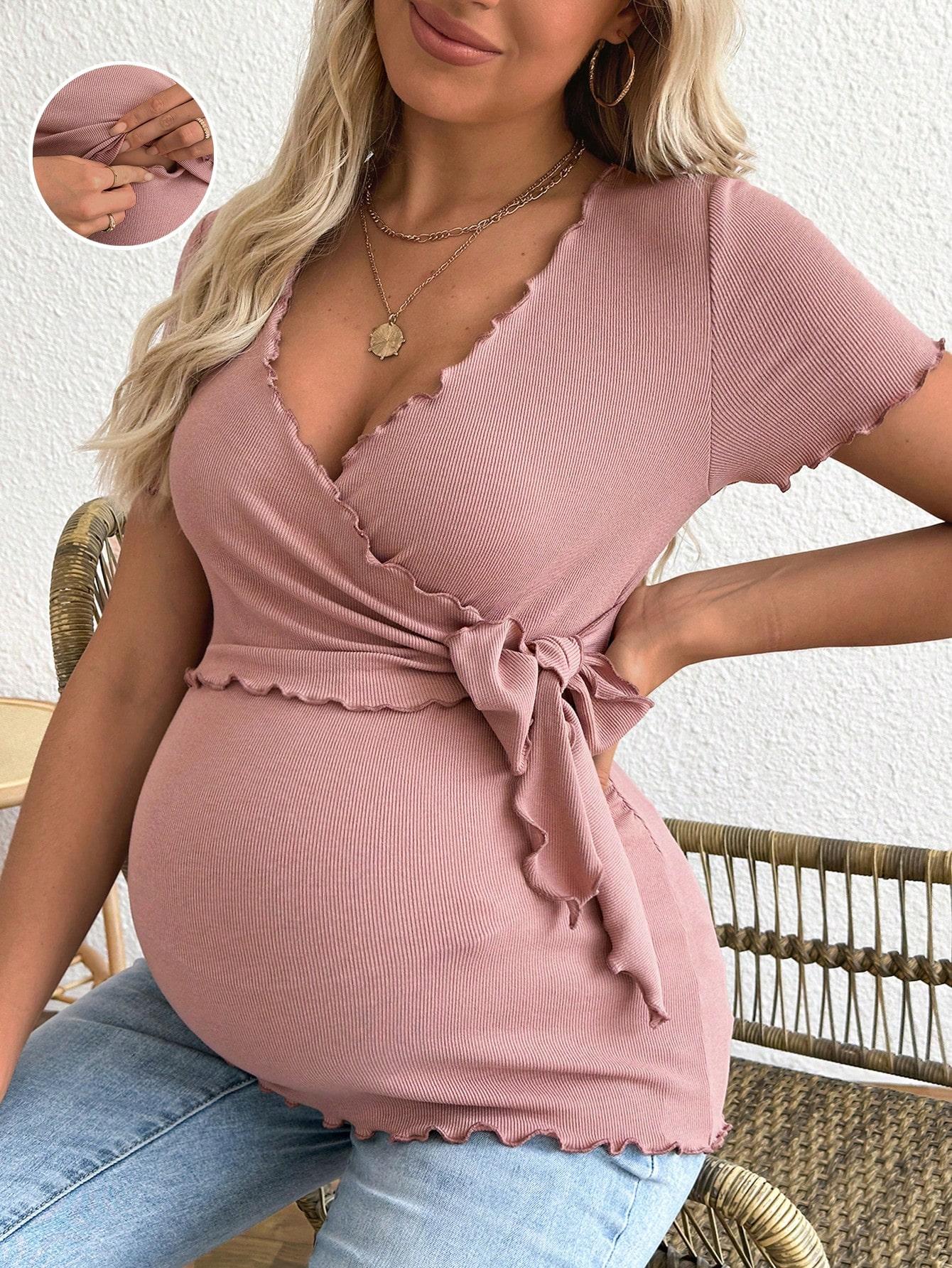 Maternity short-sleeved casual sportswear, cute summer style, breastfeeding-friendly maternity dress