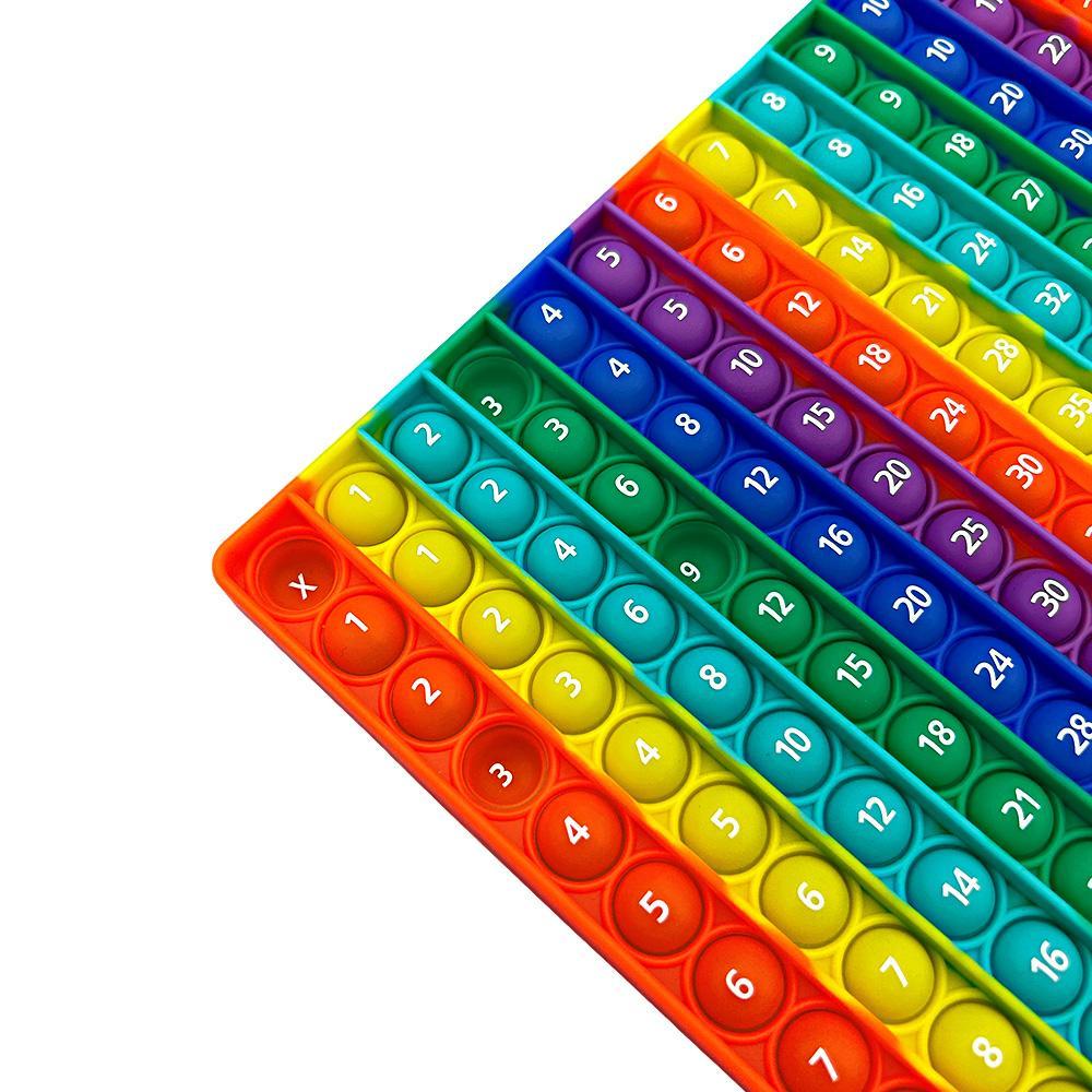 12*12 Multiplication Rainbow Push Pop Bubble Fidget Math Toy, Sensory Stress Release Numbers Counting Learn to Read Educational Toy for Kids