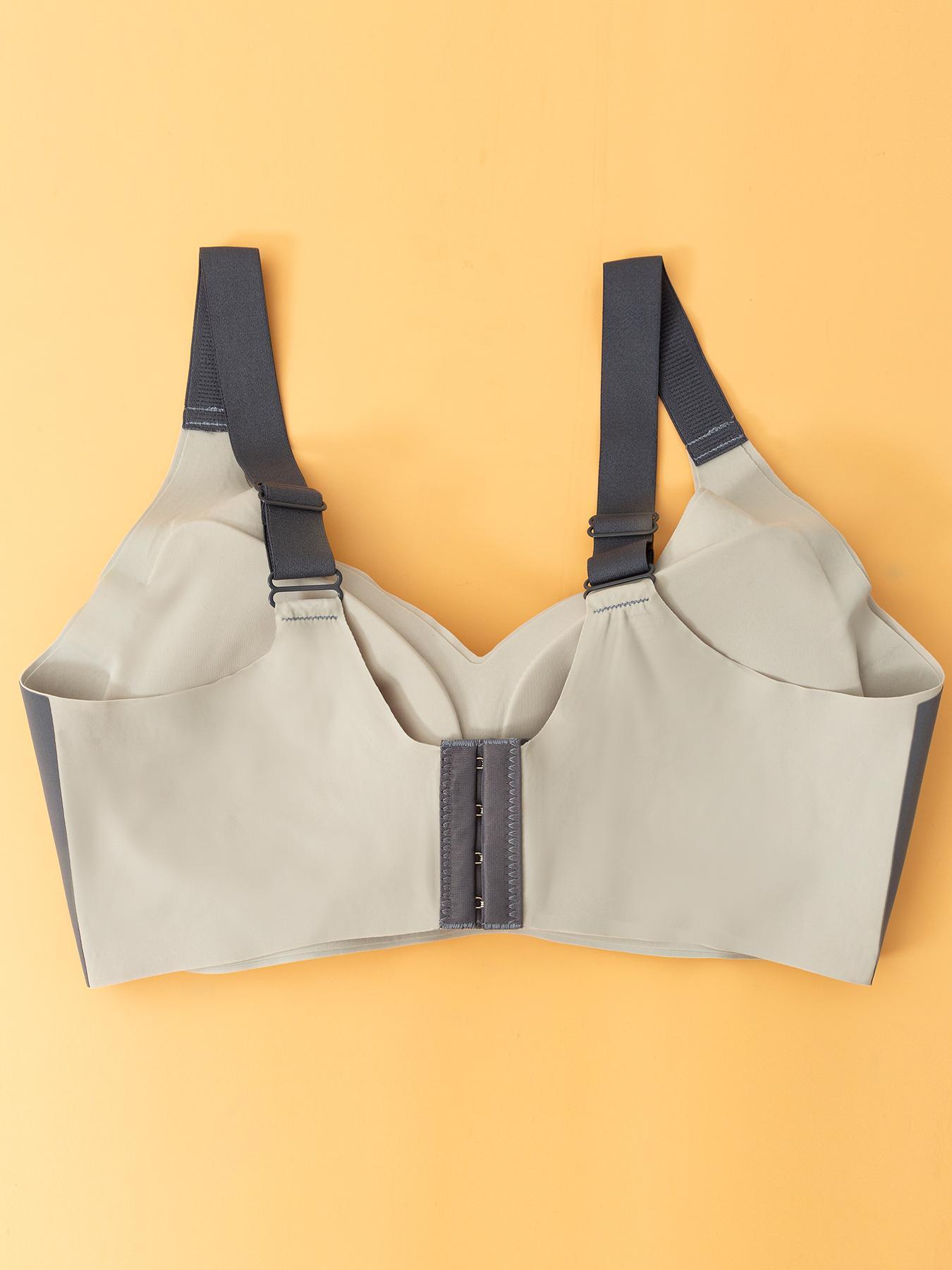 Women's Colorblock Print Wireless Bra, Adjustable Strap Push Up Bra, Soft Comfortable Breathable Lingerie for All Seasons