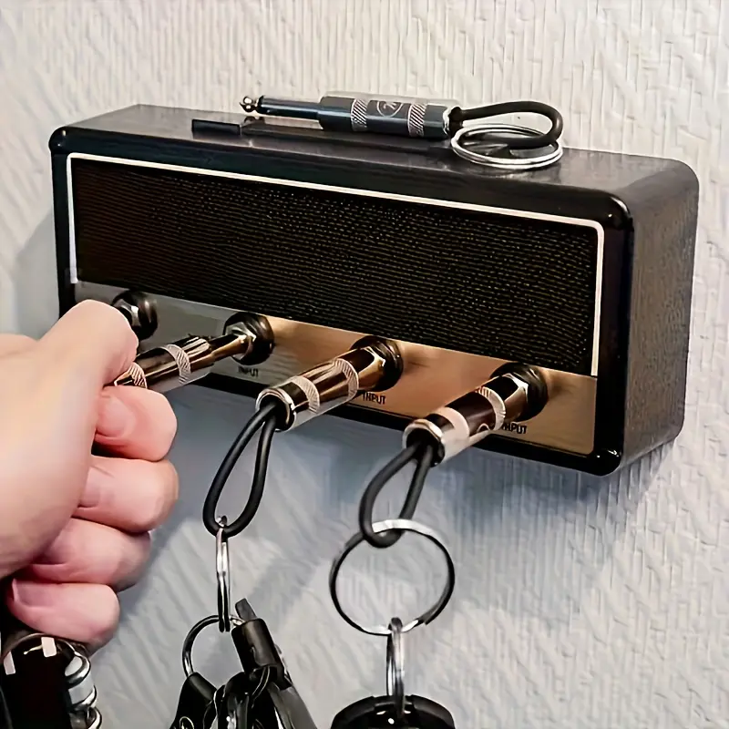 Wall Mounted Key Holder with 4 Hooks, Retro Music Inspired Key Organizer Rack, Decorative Entryway Key Storage for Home, Office and Apartment Wall Decor, Decoration Items