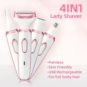 Women's Multi-Function USB Rechargeable Razor, Eyebrow Trimmer, Nose Hair Clipper, Facial Hair Remover, Portable Electric Depilatory Kit