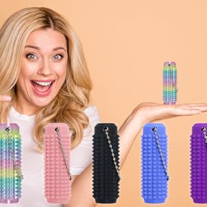 Little Ouchies Fidget Toys,Pain Stim Fidget Toy Reduce Stress for Adults,Anxiety Relief Pain Stim,Spiky Fidget Keychain for Anxiety and Stress Reduction,Novelty Gifts Blue (2PCS Pink and Black)