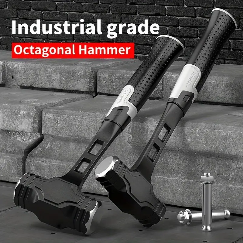 Industrial-Grade Octagonal Hammer, Heavy-Duty 1-Piece Solid Hand Tool with Anti-Slip Grip, 2/3/4 lb Weights Essential Tool for Professional Masonry Construction