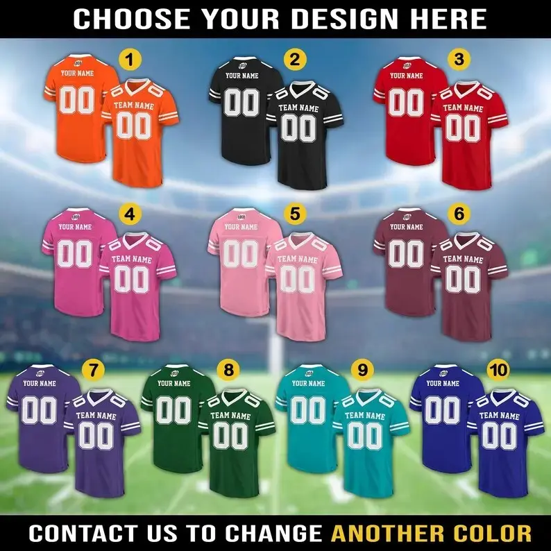 Personalized Team Name And Number Football Jersey, Custom V-neck Short Sleeve Jersey Shirt, Football Jersey For Football Fan Football Lover