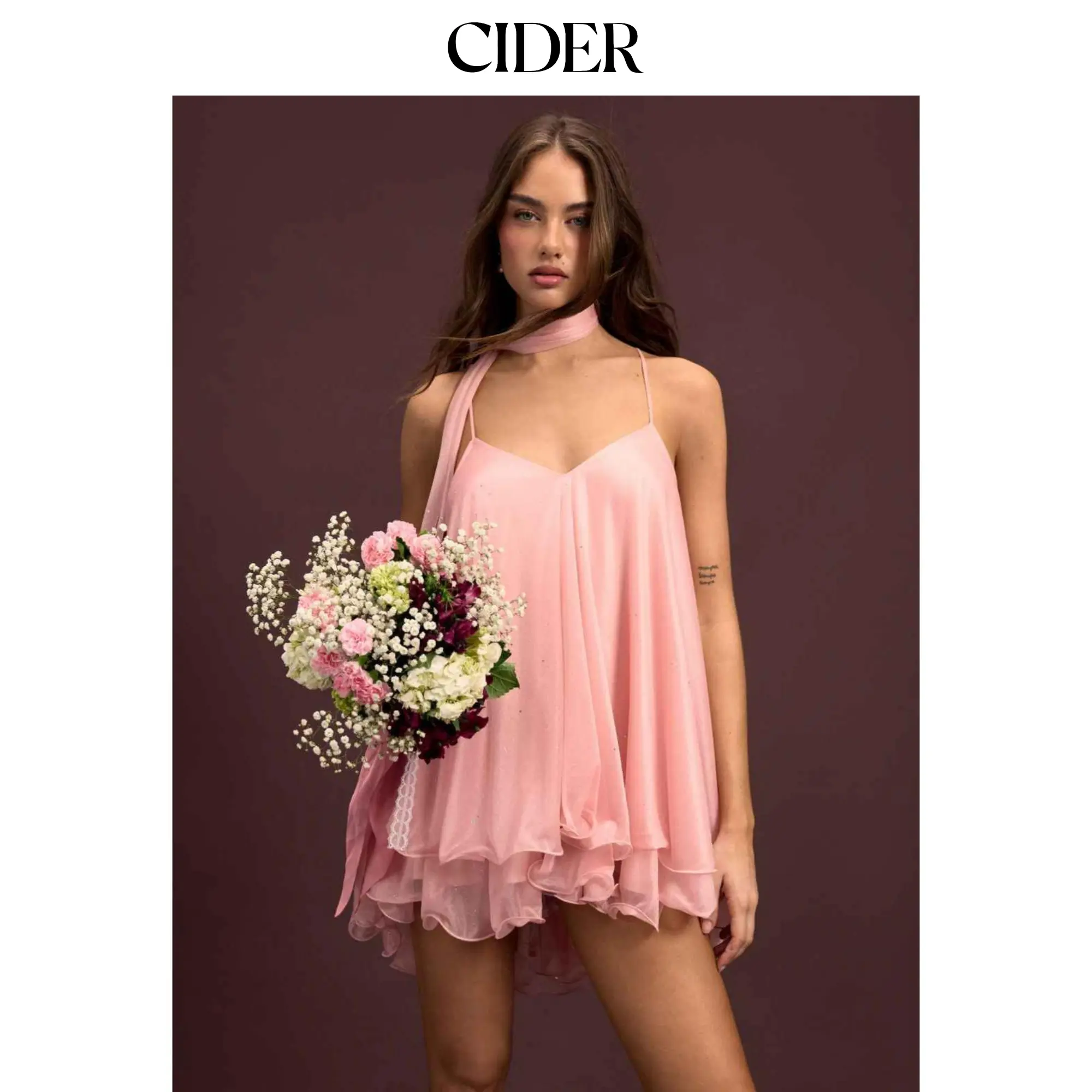 cider floral ruffle halter mini dress Cider FLORAL RUFFLE HALTER MINI DRESS size 2XL