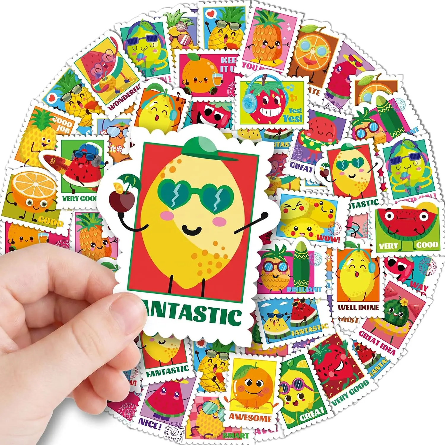 Scratch and Sniff Stickers for , Large Scented  Sticker |  Classroom Stickers for Teachers, Students and Party Favors, 300 count, 30 Designs, 5 Fruit Scents