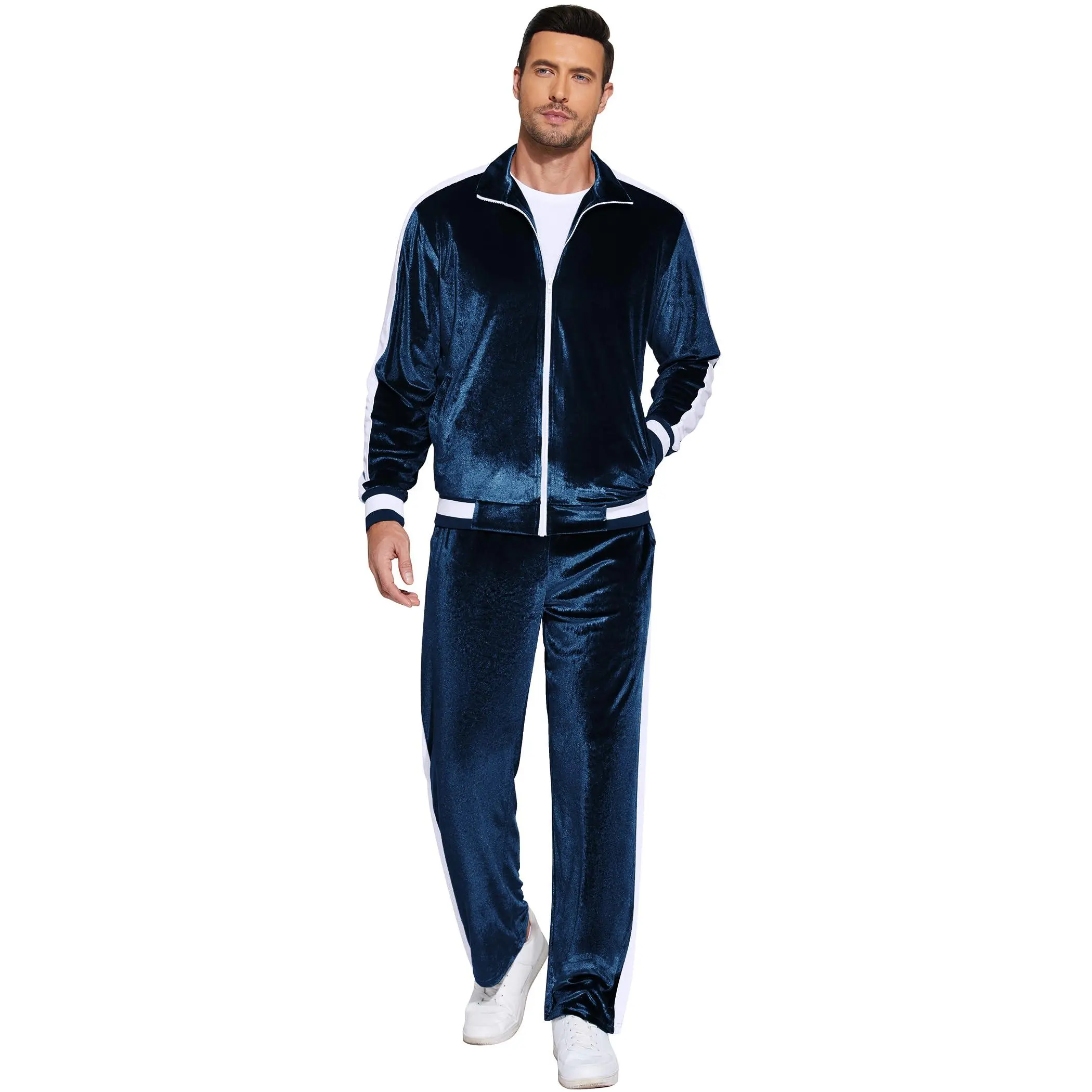 COOFANDY Men's 2-Piece Velour Tracksuit - Full-Zip Jacket & Pants Outfits, Men's 2 Piece Sets for Jogging, Male Clothing